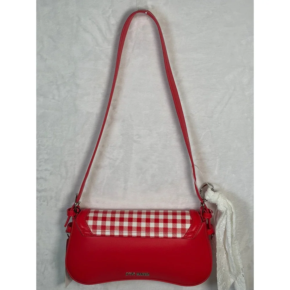 Steve Madden BTOOMSY Red Gingham Shoulder Bag Tomato Flap Purse NWT DT627585